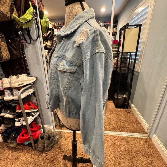 Never worn Denim Jacket with Distressed Details - Picture 3 of 4
